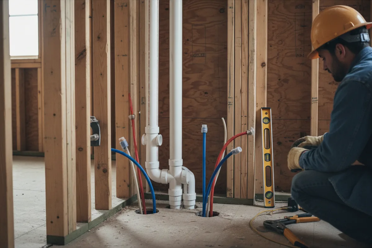 Drain and supply rough-in during Garbage Disposal Repair in Waggoner