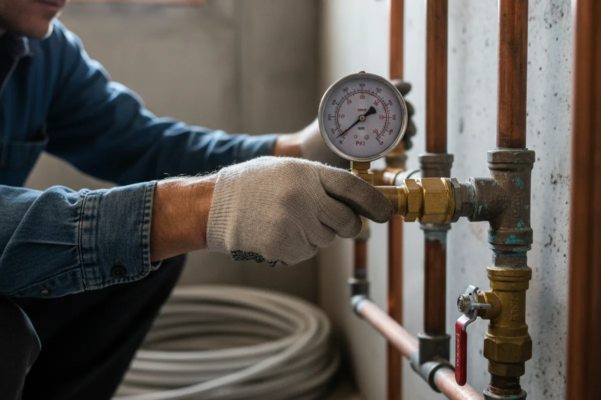 Pressure testing a repaired line during Water Line Repair in Waggoner
