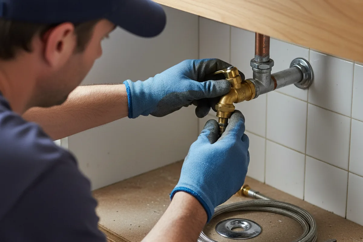 Shutoff valve and fitting work during Faucet and Fixture Repair in Waggoner